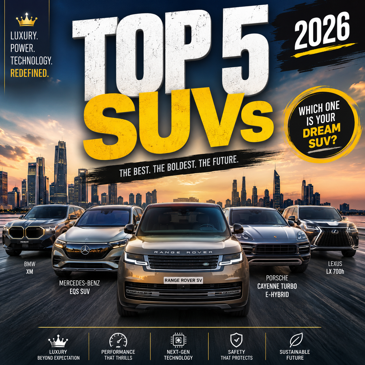 Top 5 SUVs in 2026: The Luxury Icons Redefining Performance, Technology, and Everyday Driving