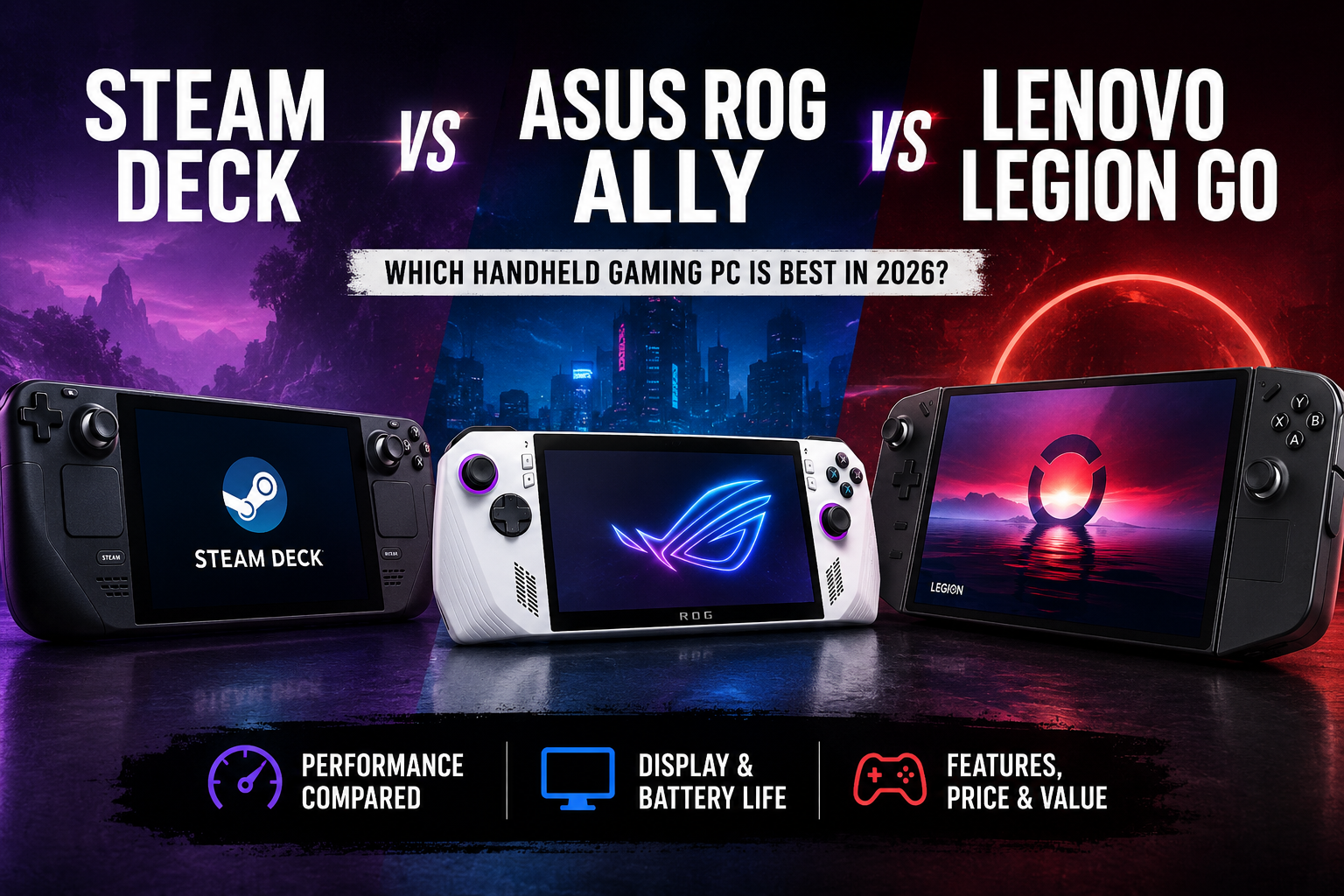Steam Deck vs ASUS ROG Ally vs Lenovo Legion Go: Which Handheld Gaming PC Is Worth Buying in 2026?
